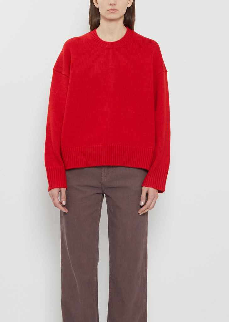 Pia Cashmere Crewneck Sweater — Red