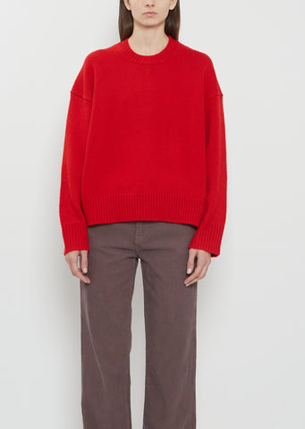 Pia Cashmere Crewneck Sweater — Red