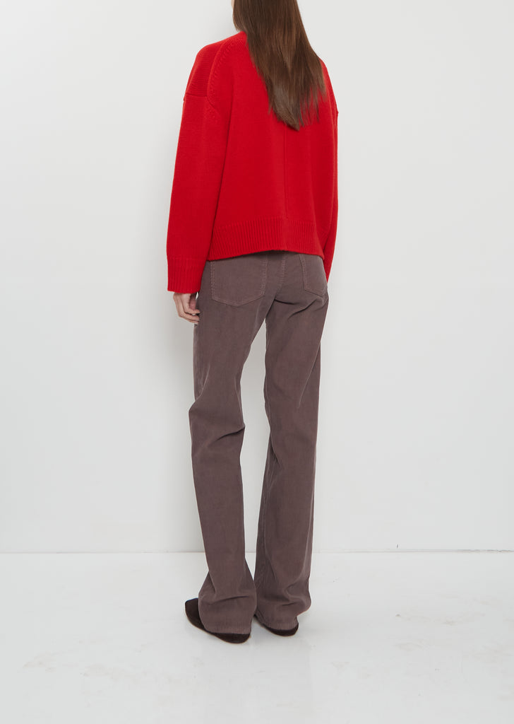 Pia Cashmere Crewneck Sweater — Red