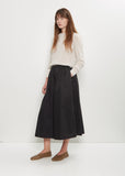 Cotton Gathered Skirt — Black