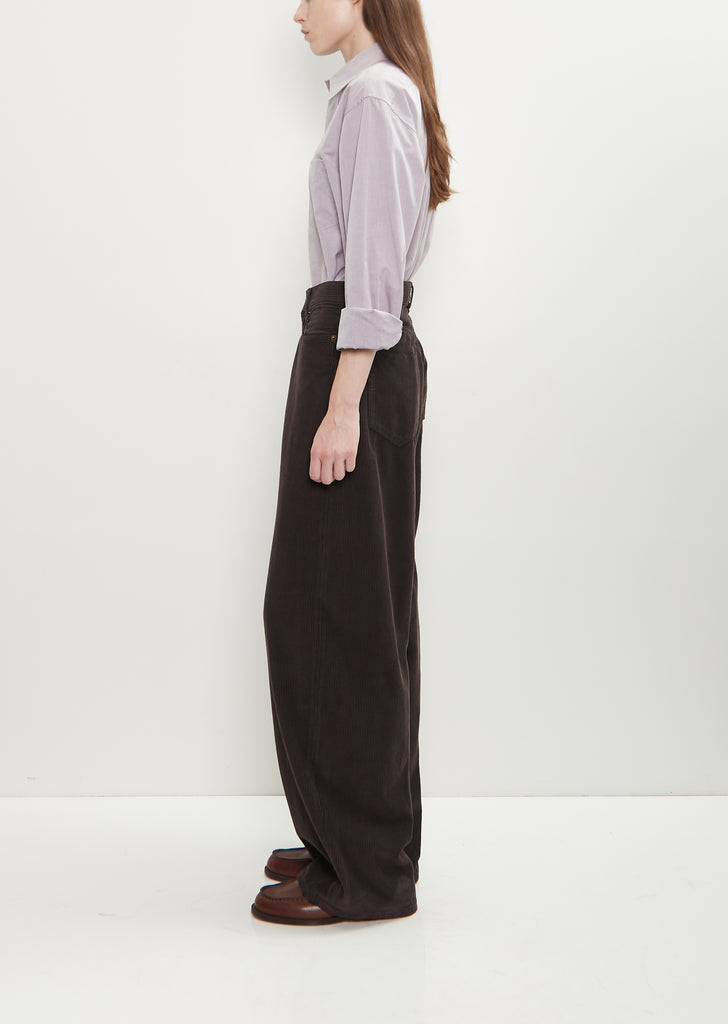 Cotton Corduroy Roomy Jean — Chocolate