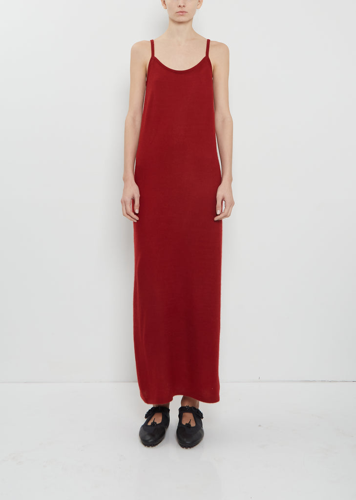Long Camisole Cashmere Mono Dress — Dark Red