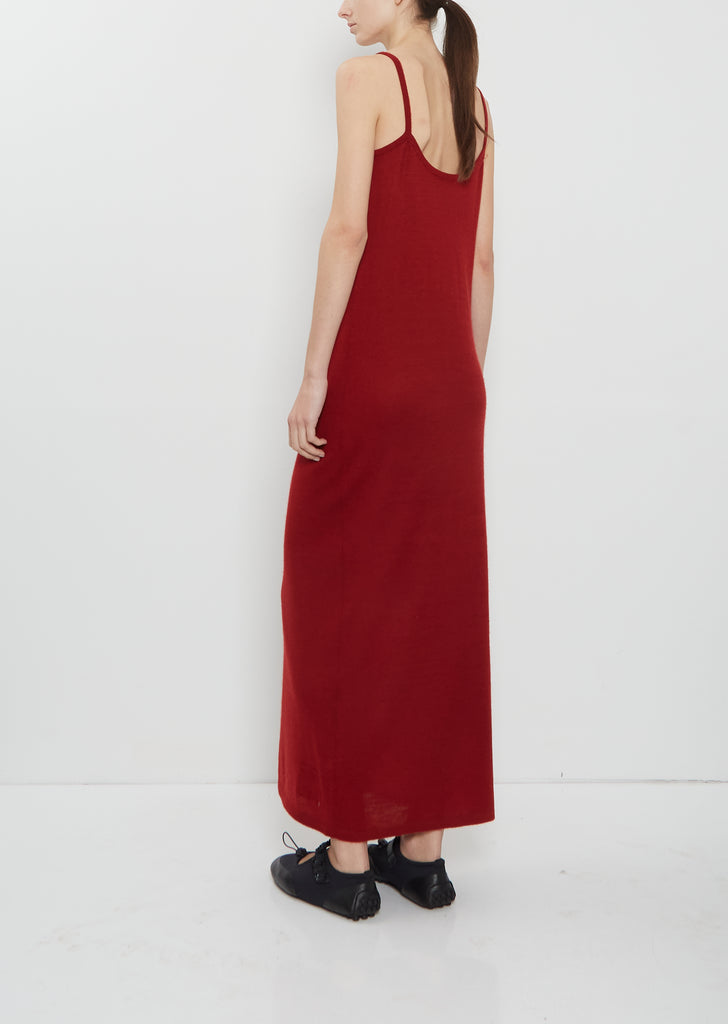 Long Camisole Cashmere Mono Dress — Dark Red