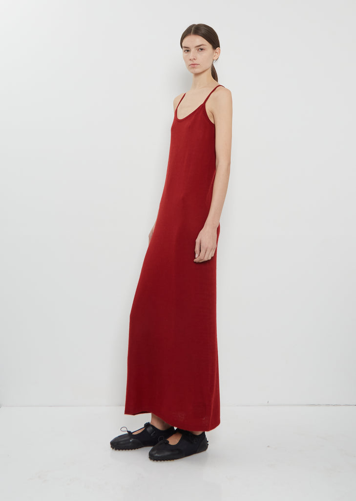 Long Camisole Cashmere Mono Dress — Dark Red