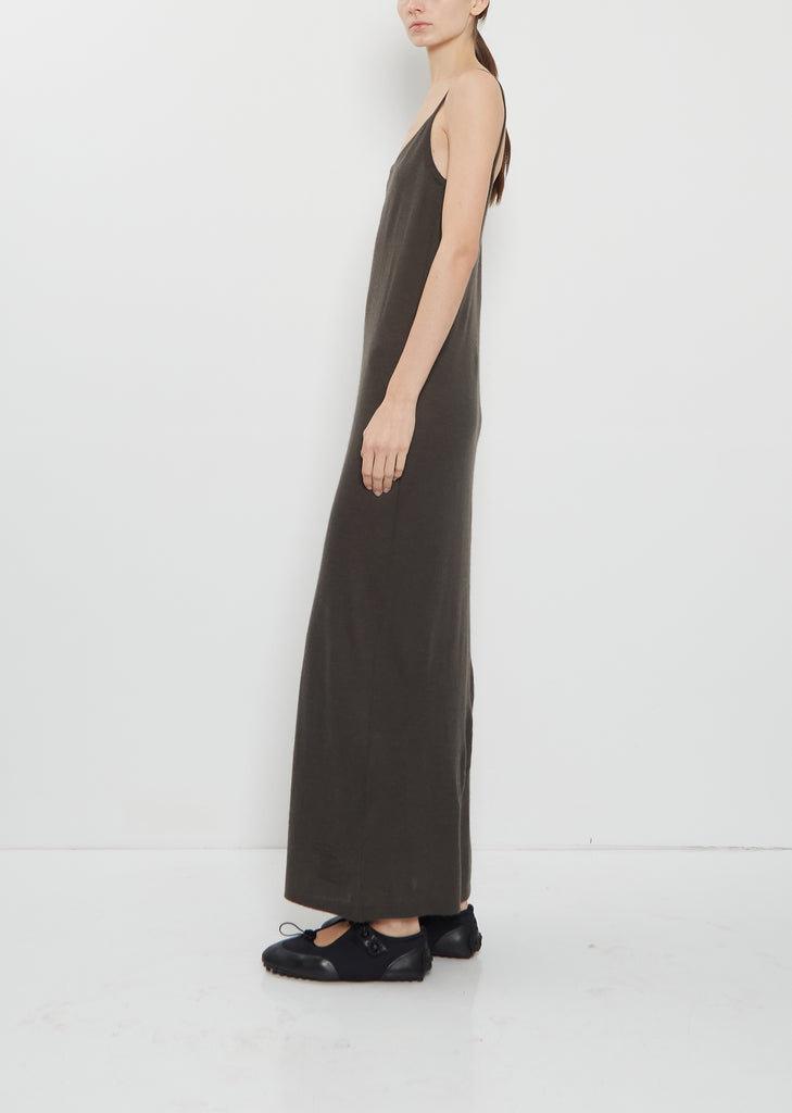Long Camisole Cashmere Mono Dress — Black Olive