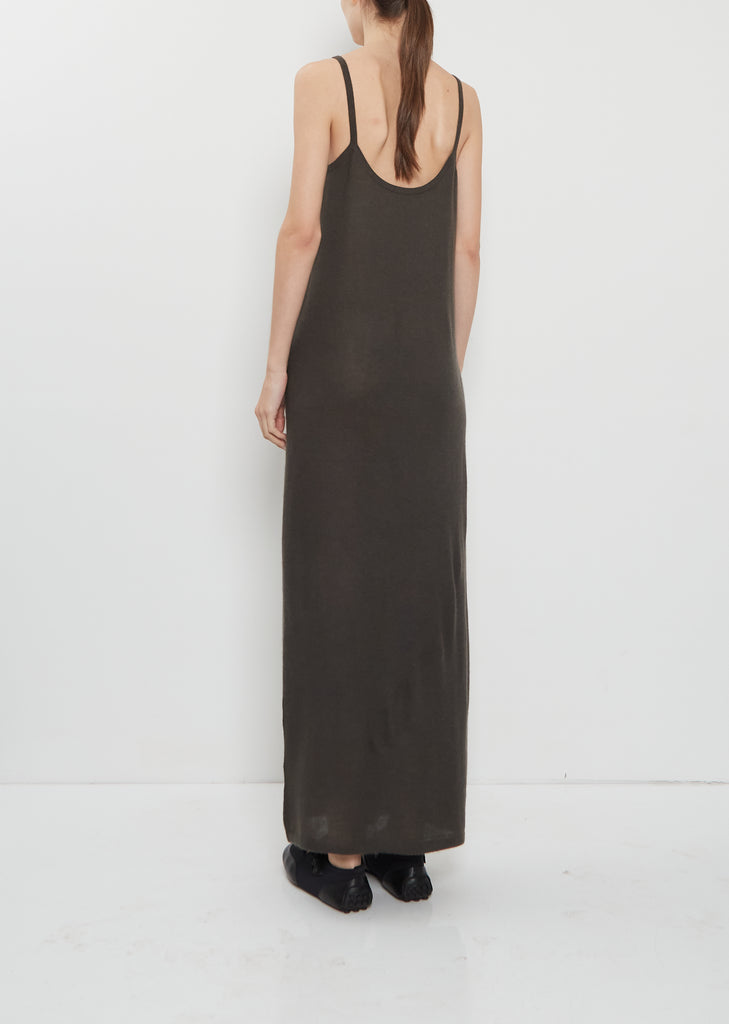 Long Camisole Cashmere Mono Dress — Black Olive