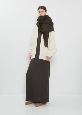 Woven Cashmere Mono Scarf — Black Olive