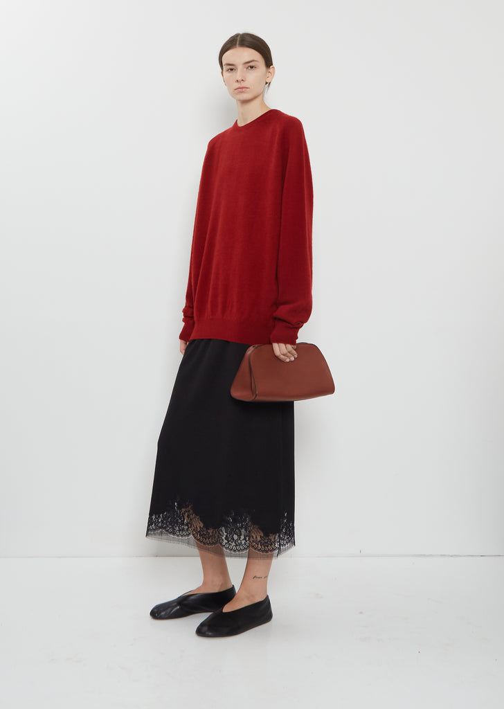 Peggy Saddle Leather Clutch — New Burgundy