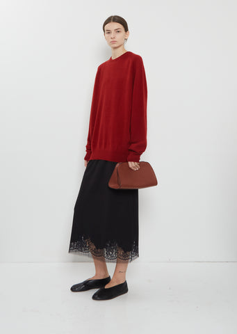 Peggy Saddle Leather Clutch — New Burgundy