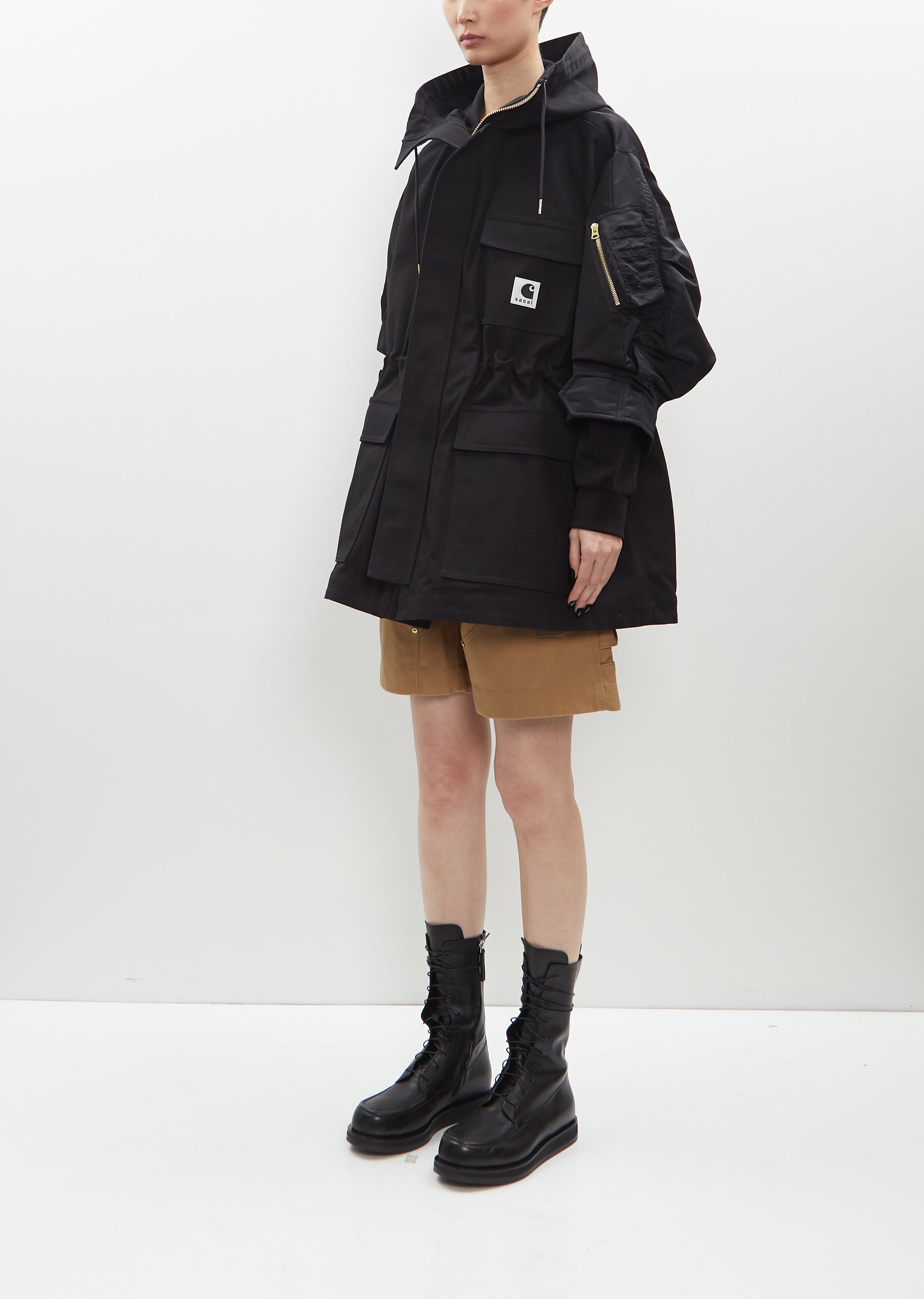 Duck x Nylon Twill Coat — Black – La Garçonne