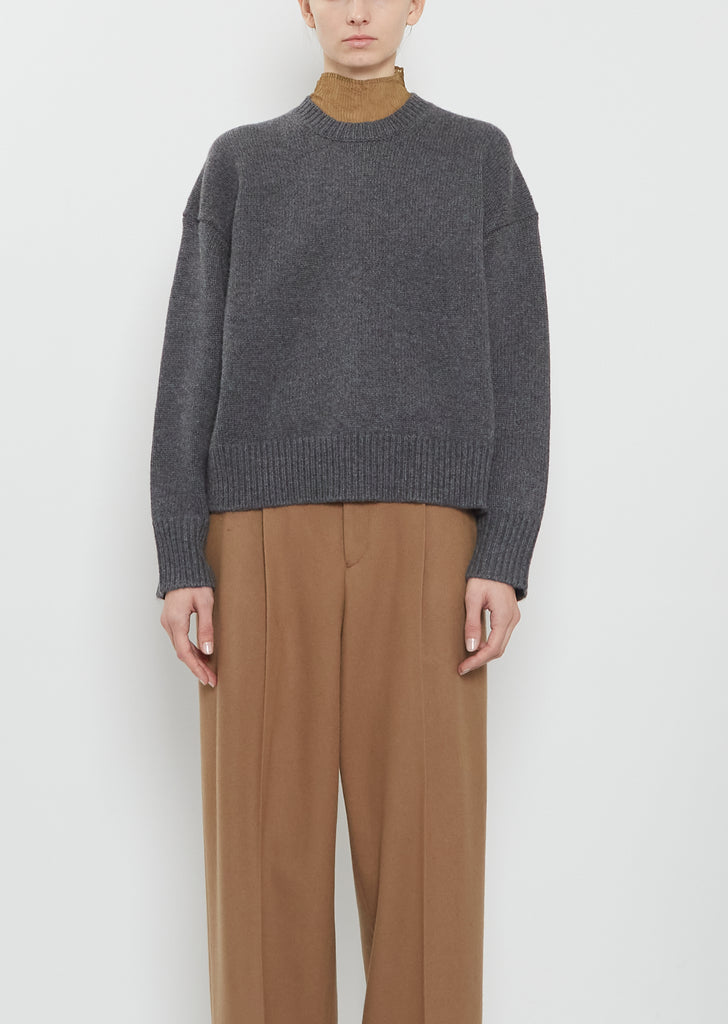 Pia Cashmere Crewneck Sweater — Anthracite Melange