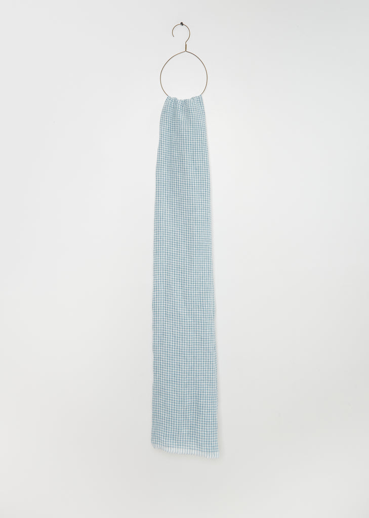 Mini Gingham Scarf — Milk Sky