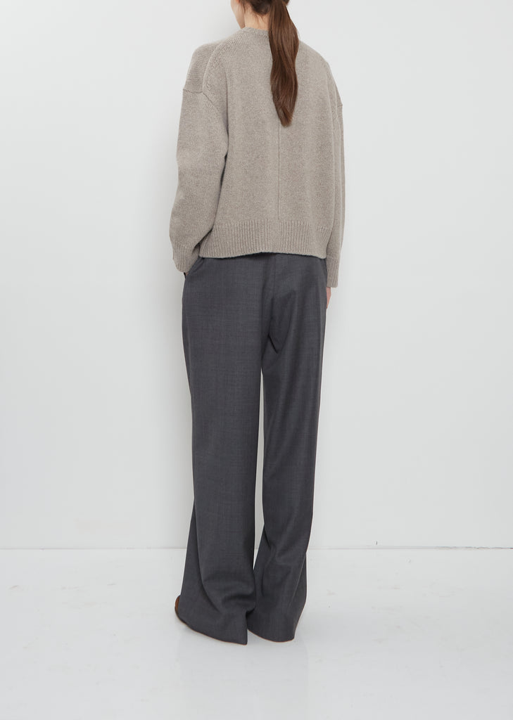 Pia Cashmere Crewneck Sweater — Stone Melange