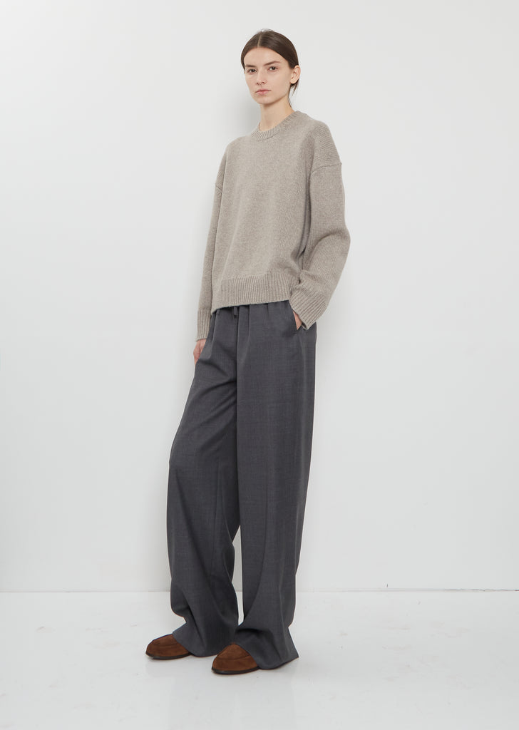 Pia Cashmere Crewneck Sweater — Stone Melange