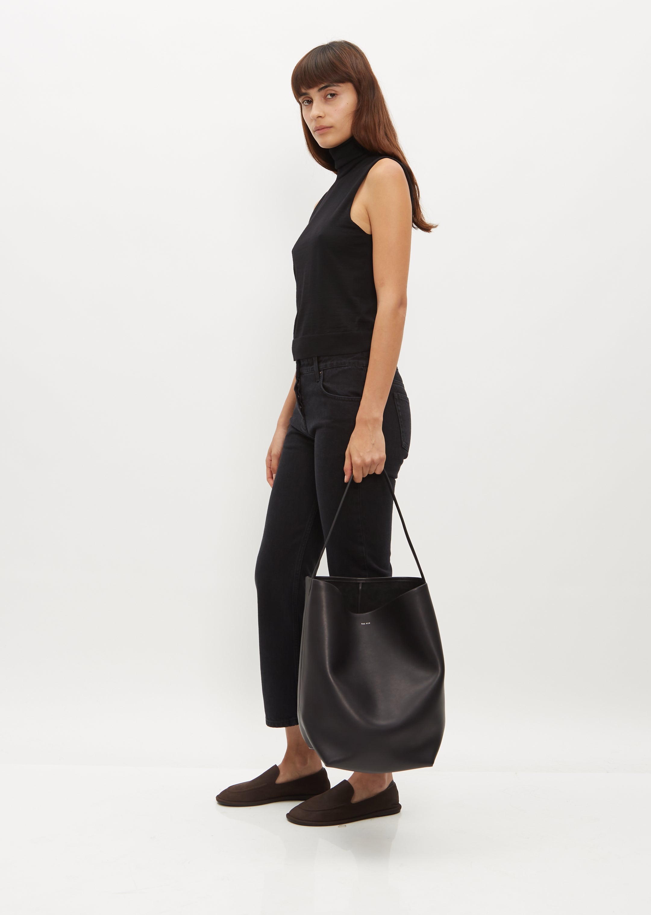 The Row Black Leather Park Tote