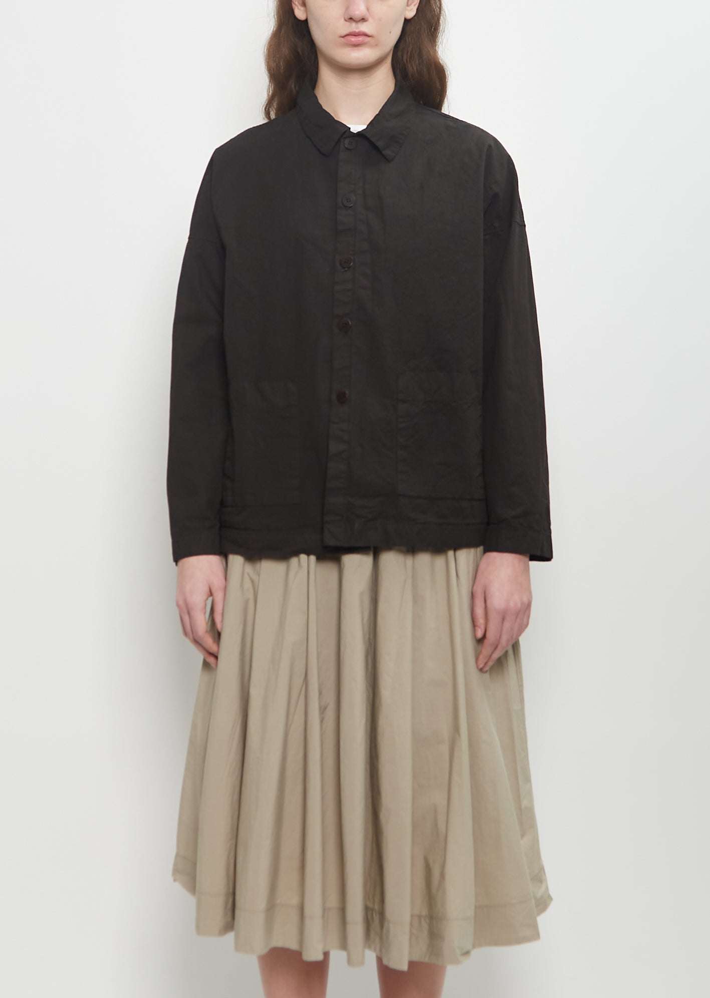 Cotton Canvas Over Shirt Jacket — Brown – La Garçonne