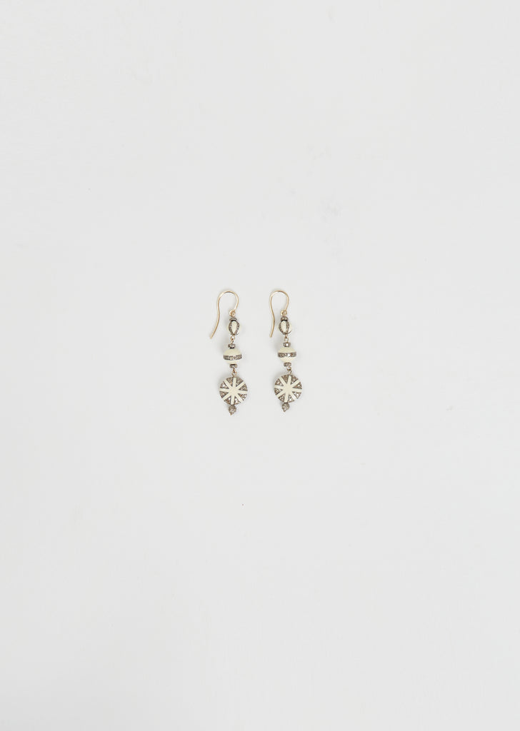 Globetrotter White Enamel Diamond Earring