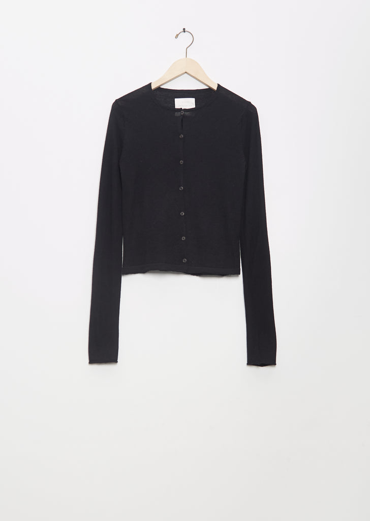 Super Fine Crewneck Cardigan — Black