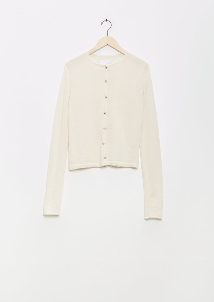 Super Fine Alpaca Crewneck Cardigan — Ivory