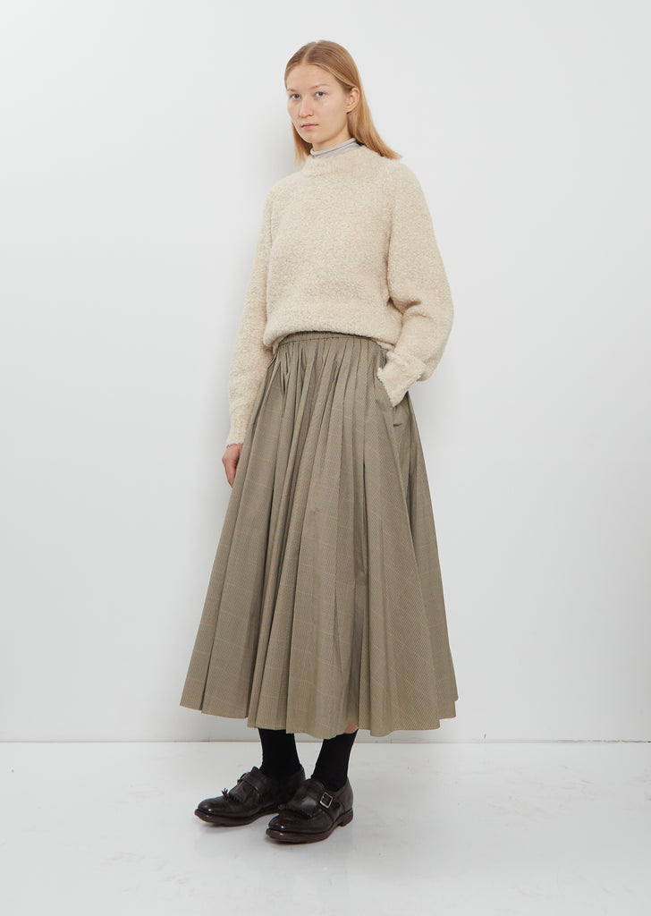 Pleated Technical Cotton Skirt