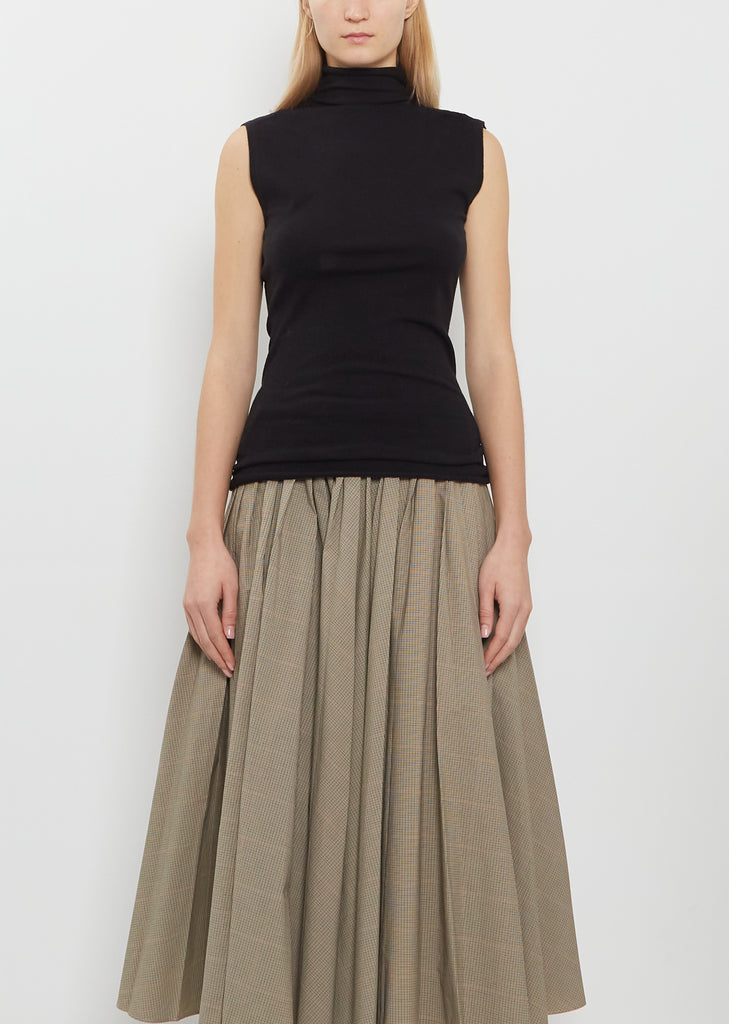 Roll-Neck Merino Wool Tank — Black