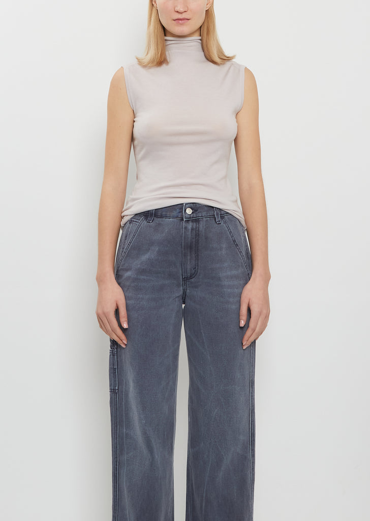 Roll-Neck Merino Wool Tank — Putty