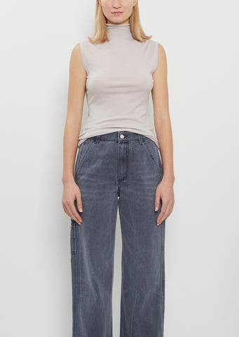 Roll-Neck Merino Wool Tank — Putty