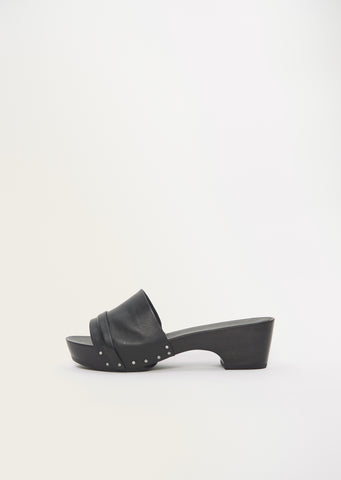 Leather Low Pleat Clog