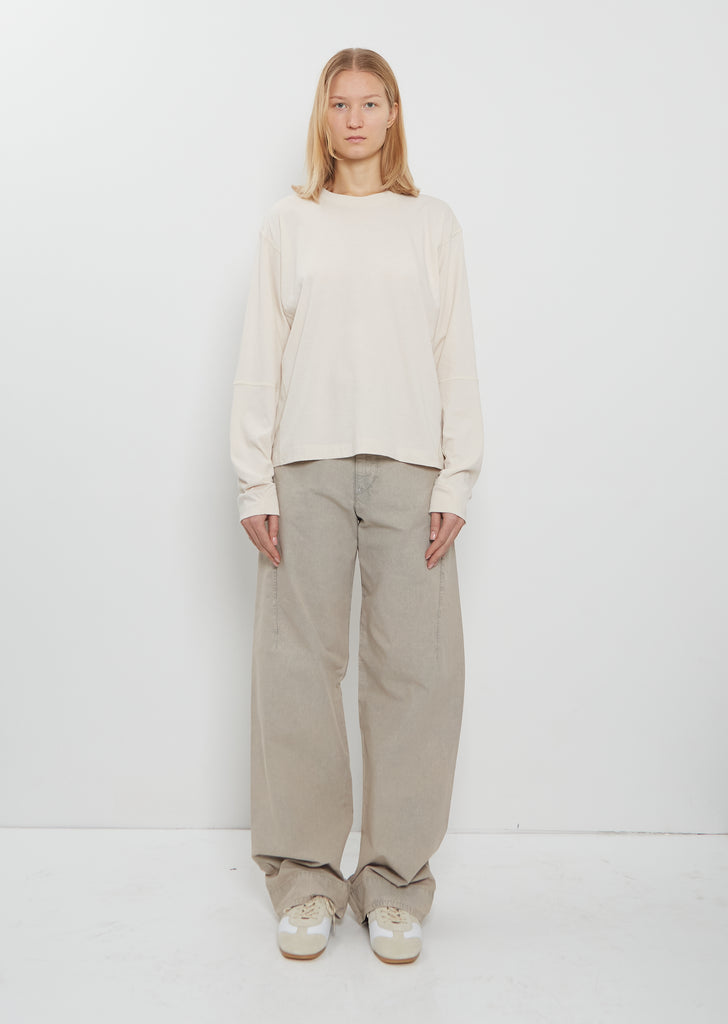 Coverstitch Long Sleeve Cotton T-Shirt