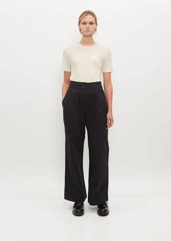 Pleated Wide Leg Trouser — Black