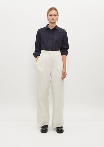 Pleated Wide Leg Trouser — Chalk