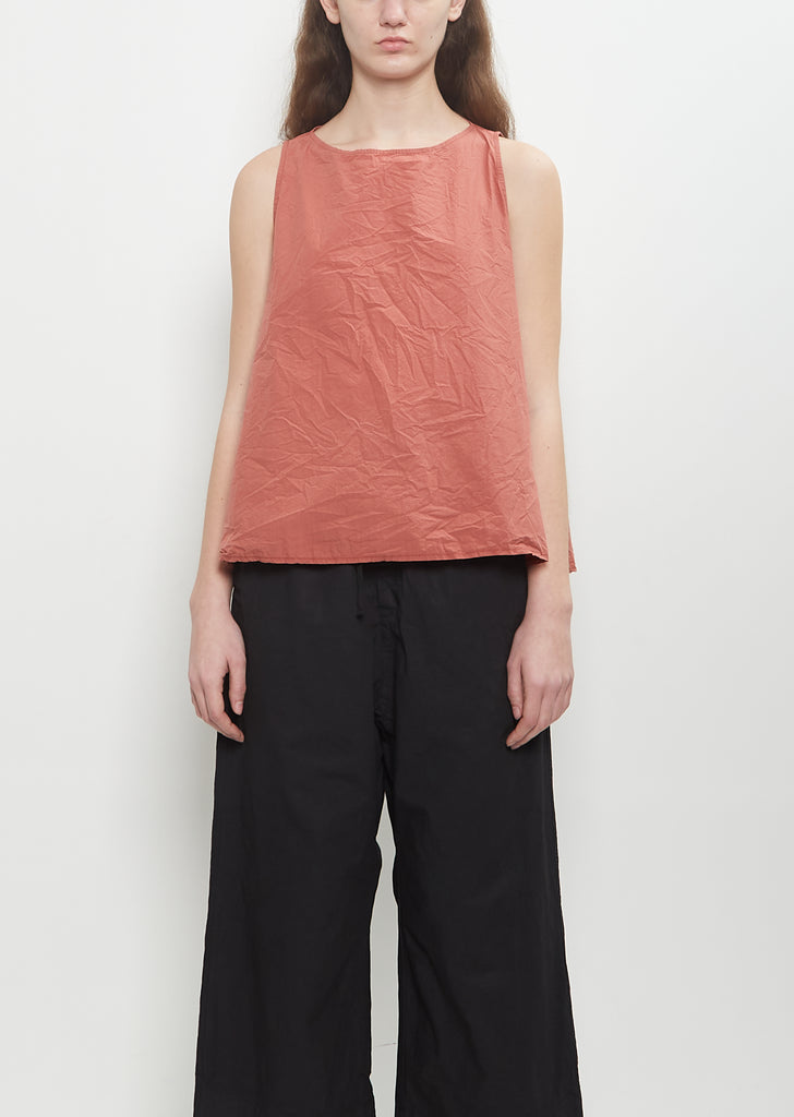 Tissue Cotton Sleeveless Top — Coral