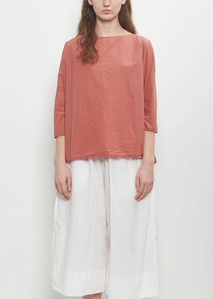 Tissue Cotton Short Tunic Top — Coral