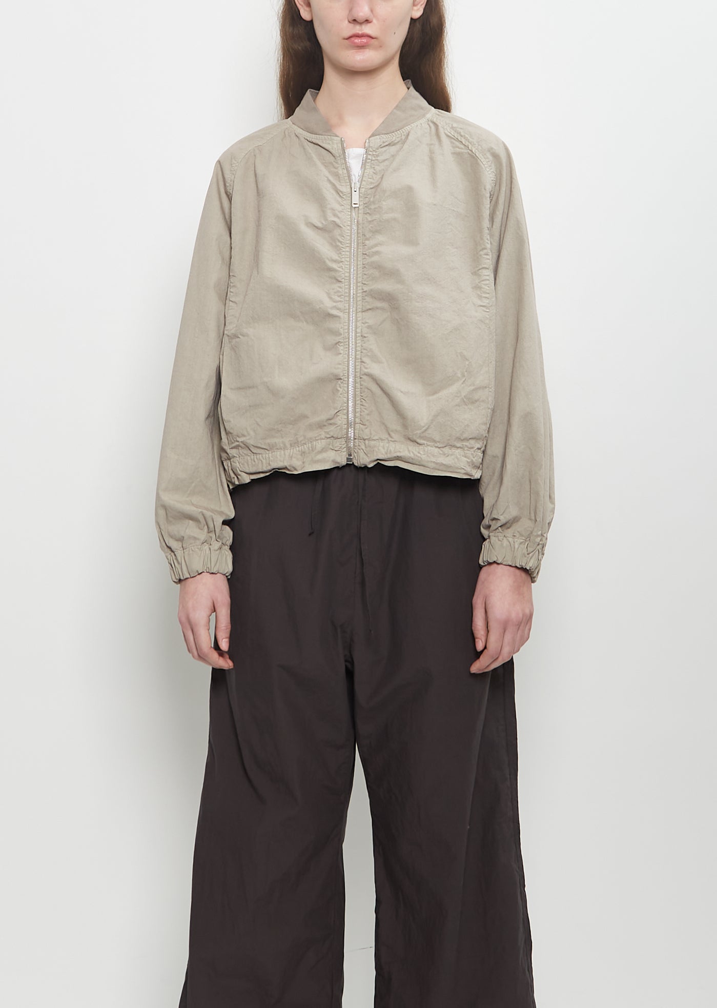Cotton Canvas Bomber Jacket — Stone – La Garçonne Cotton Canvas Bomber Jacket — Stone – La Garçonne