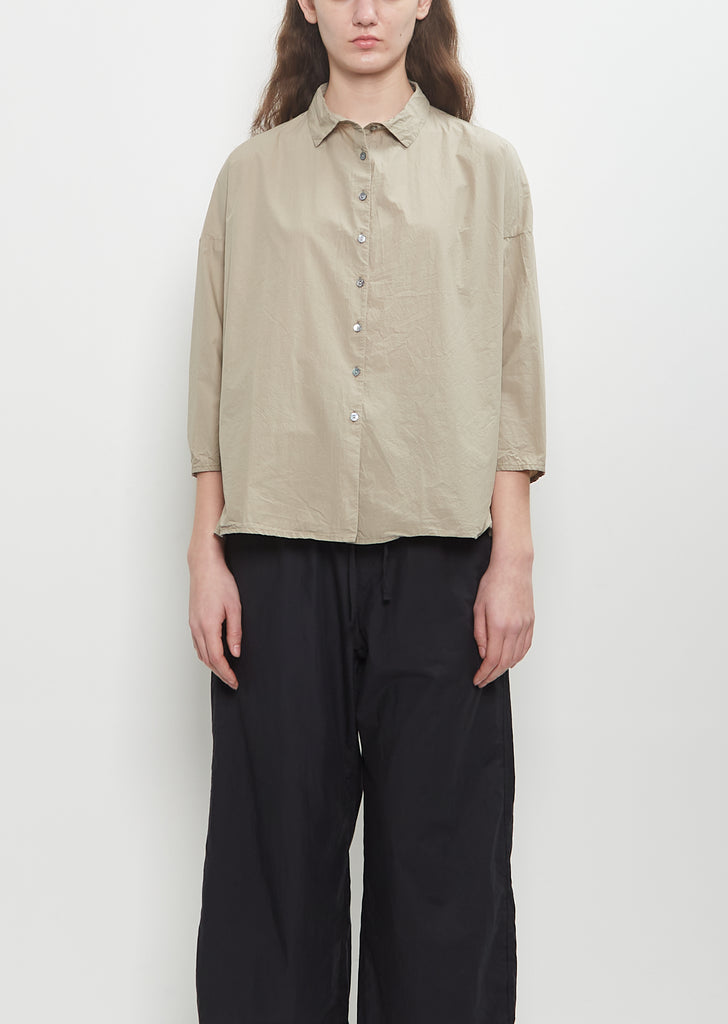 Tissue Cotton Short Collar Shirt  — Stone