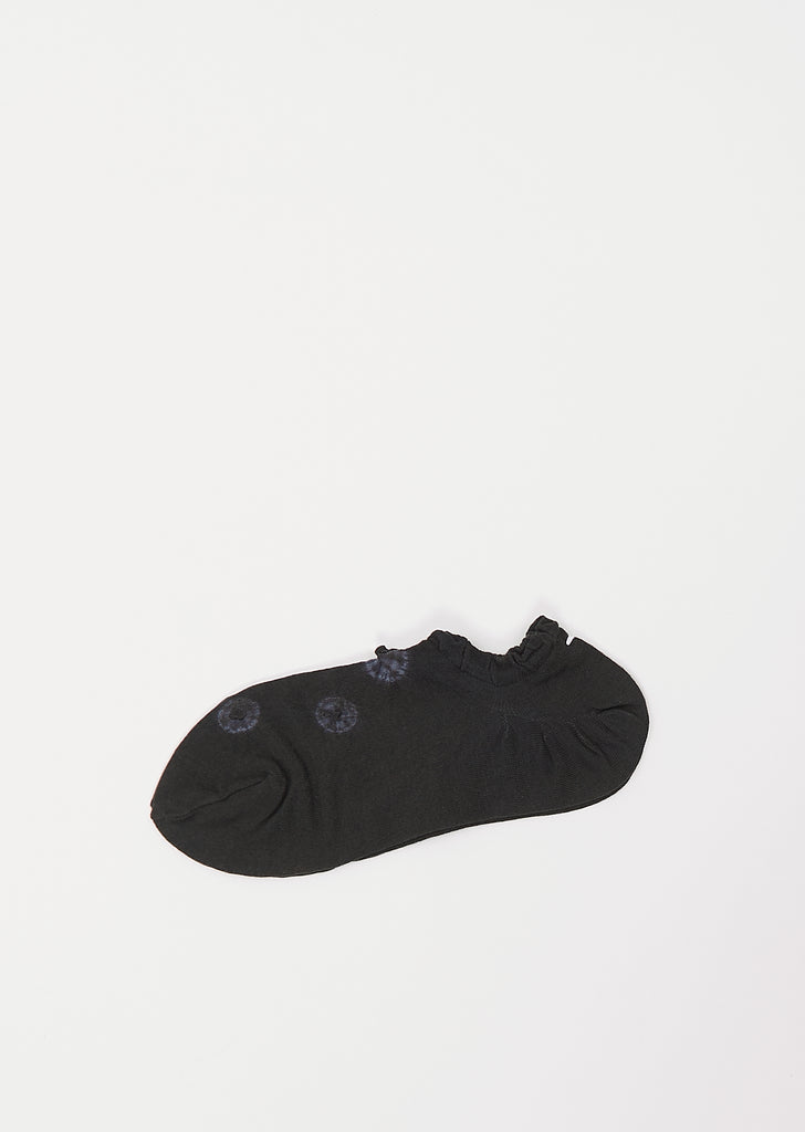 Shibori Knitted No-Show Socks — Black