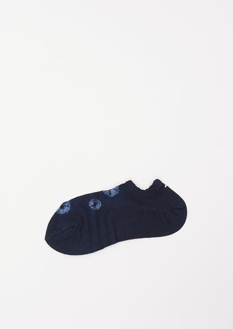 Shibori Knitted No-Show Socks — Navy