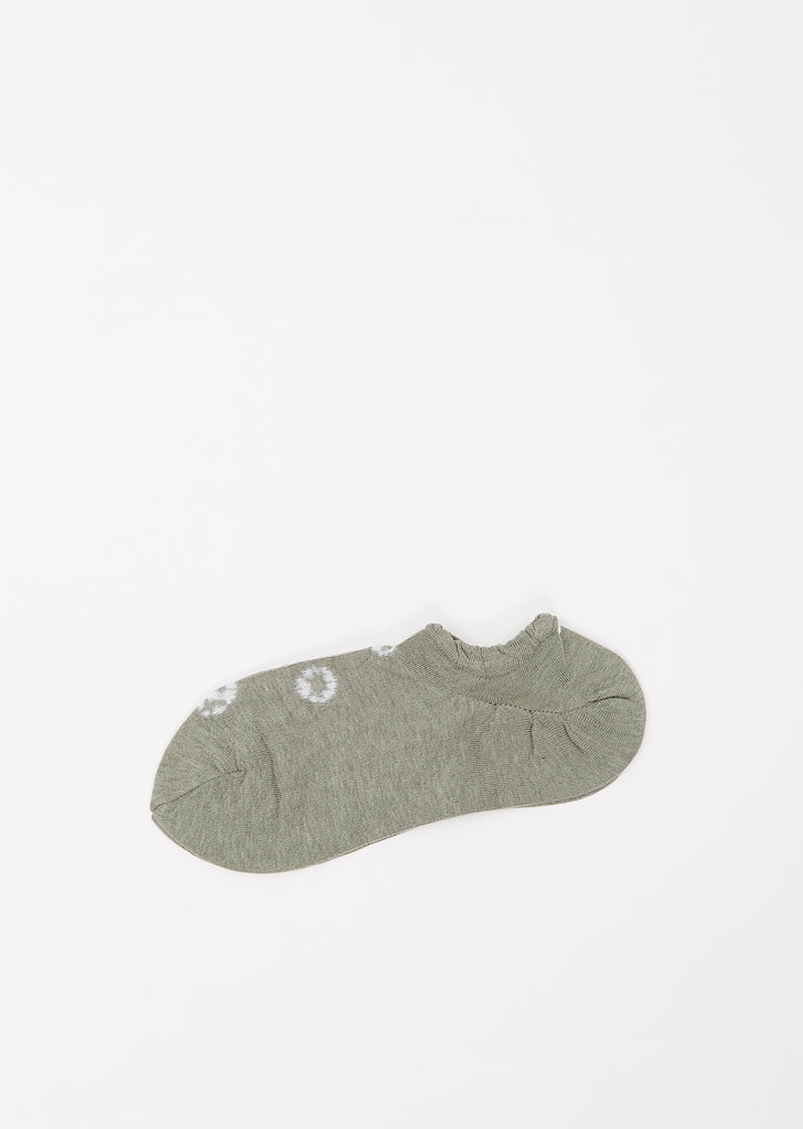 Shibori Knitted No-Show Socks — Khaki