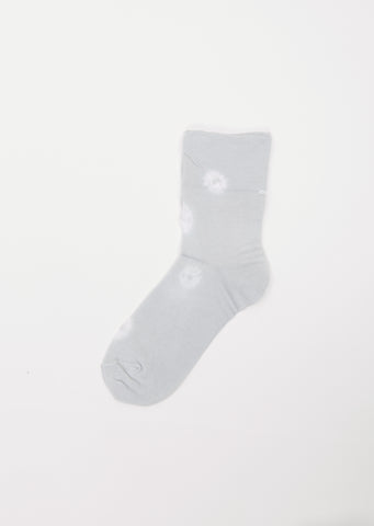 Shibori Knitted Crew Socks — Light Grey