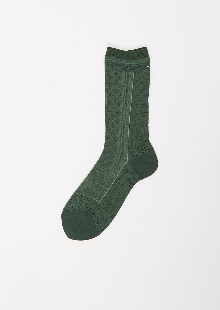 Baller Lace Knitted Socks — Green