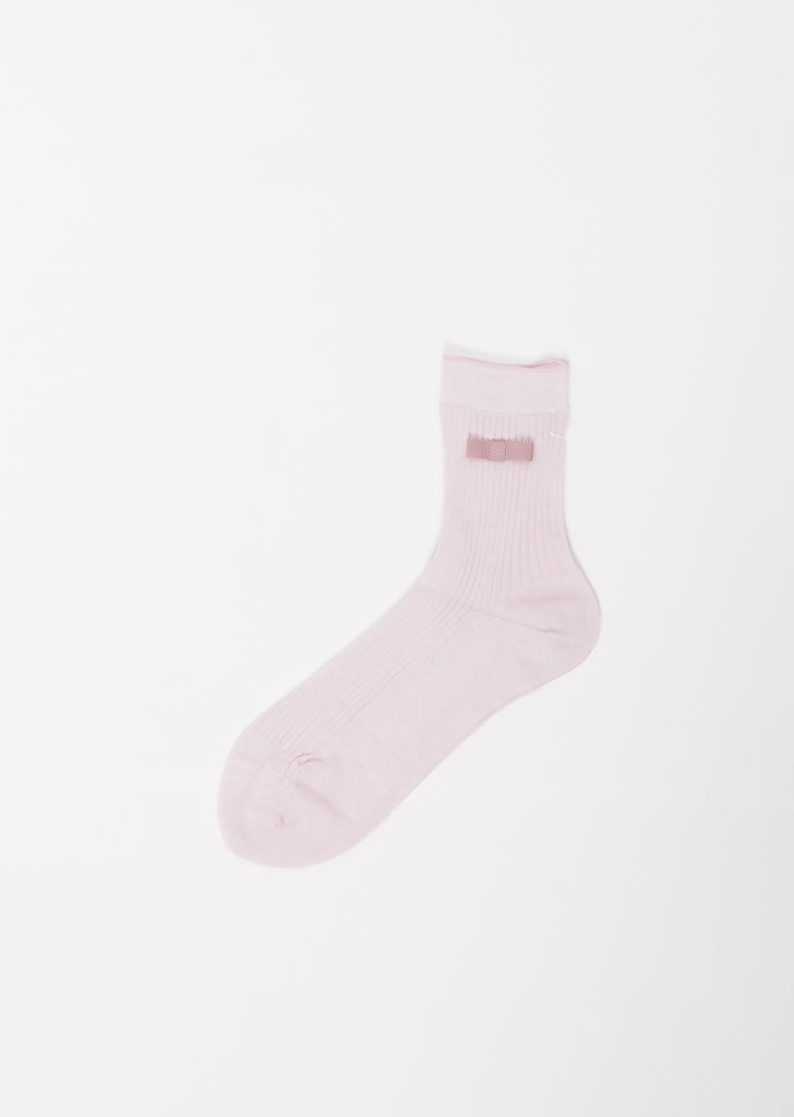 Bow Ribbed Socks — Light Pink