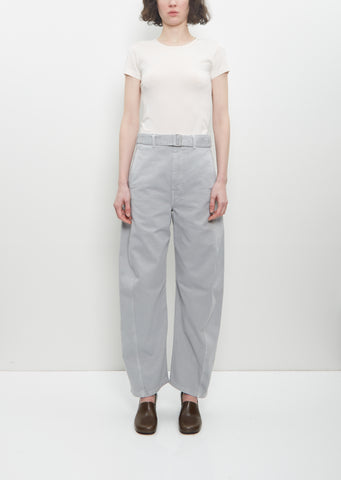 Cotton Denim Twisted Belted Pants