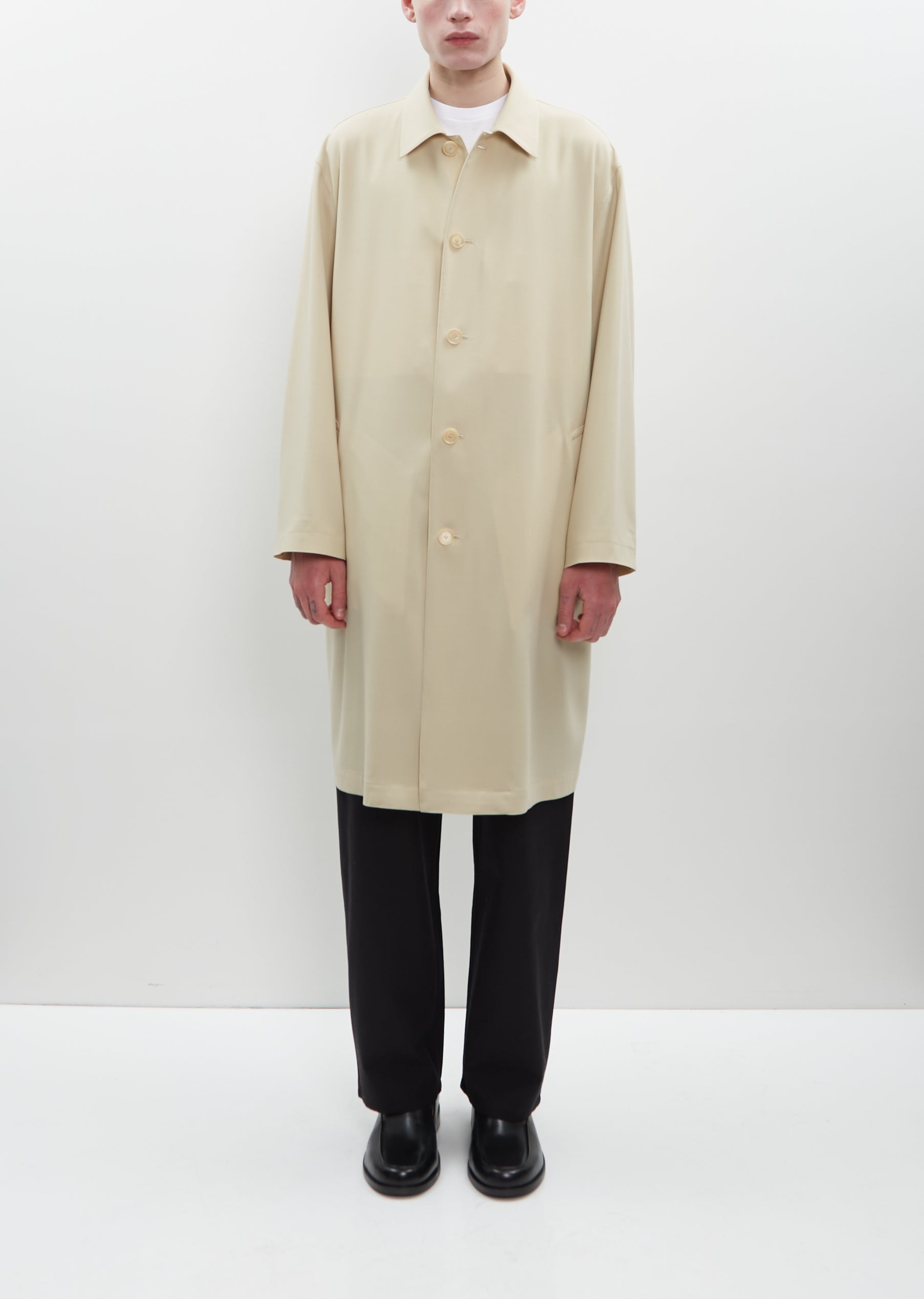 AURALEE -Cotton Silk Gabardine Long Soutien Collar Coat