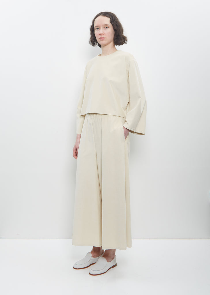 Cotton Silk Corduroy Gaucho Pants — Ivory