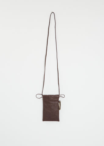 Matte Drawstring Bag, Small — Dark Brown
