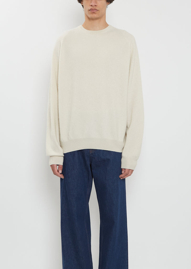 BF R-Neck Cashmere Sweater Mono — Chalk