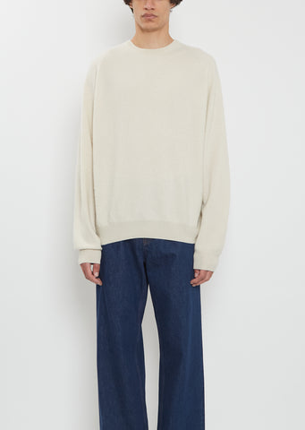 BF R-Neck Cashmere Sweater Mono — Chalk