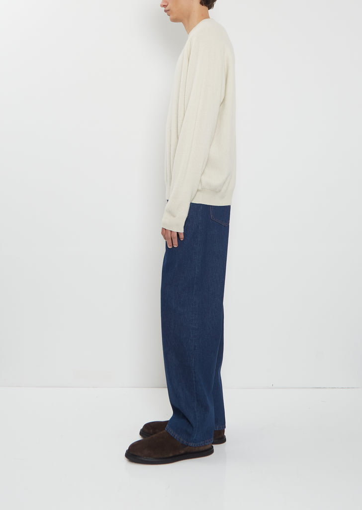 BF R-Neck Cashmere Sweater Mono — Chalk