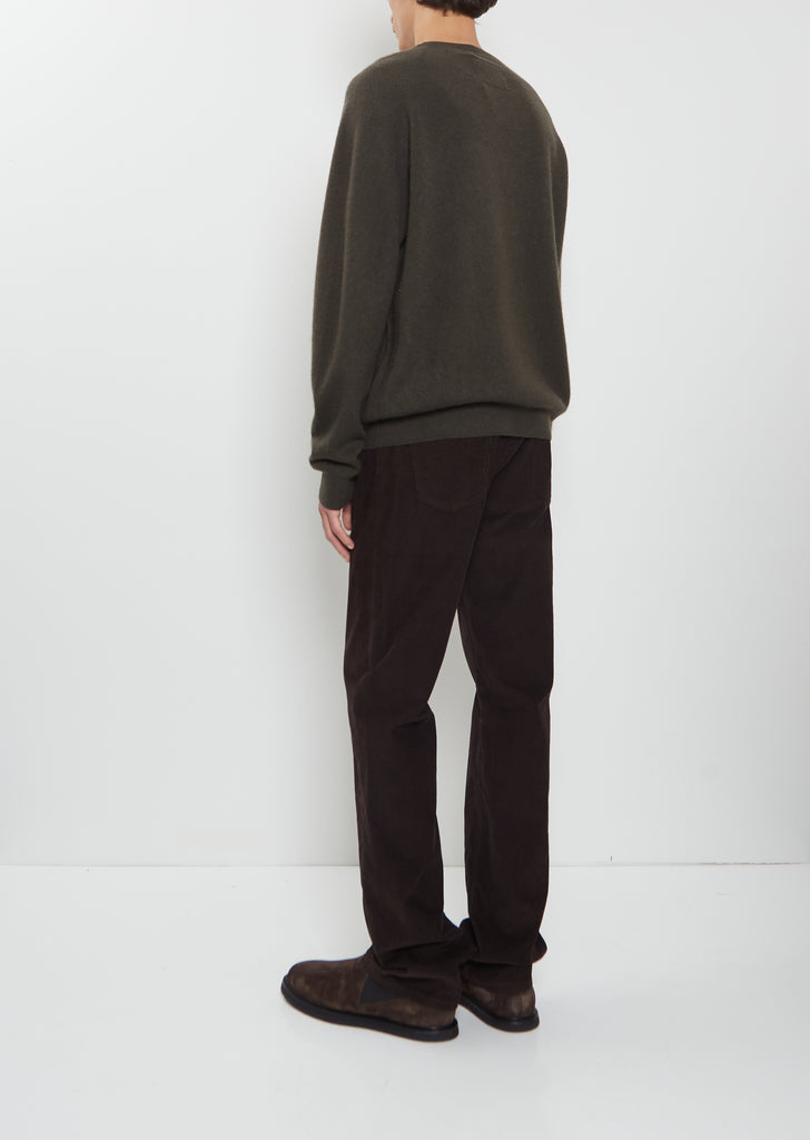 BF R-Neck Cashmere Sweater Mono — Black Olive