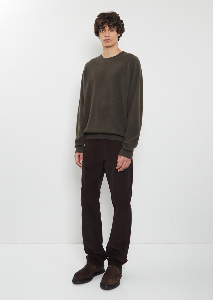 BF R-Neck Cashmere Sweater Mono — Black Olive